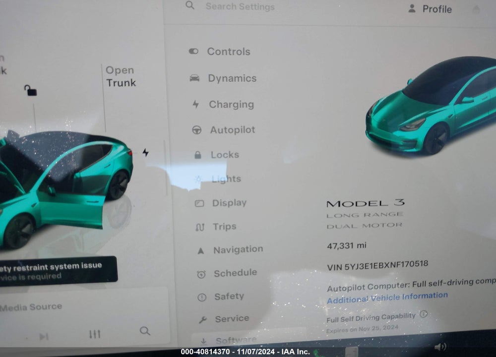 2022 TESLA MODEL 3 LONG RANGE DUAL MOTOR ALL-WHEEL DRIVE VIN: 5YJ3E1EBXNF170518