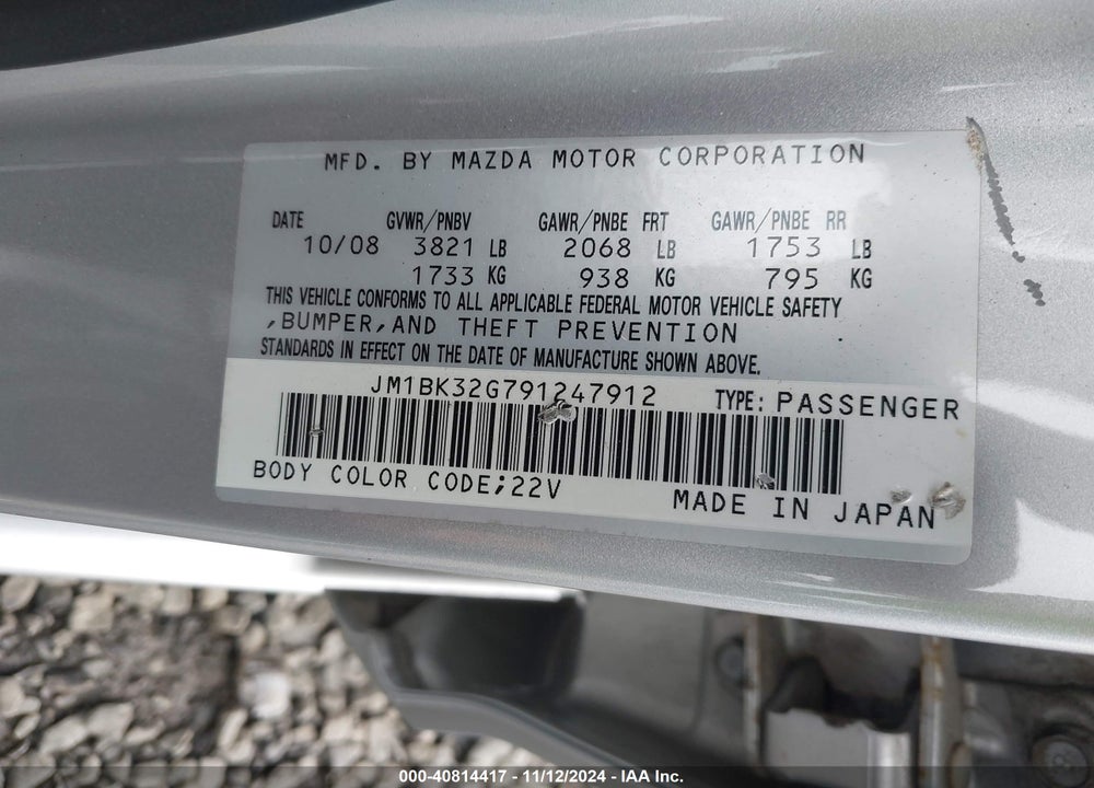 2009 MAZDA 3 I VIN: JM1BK32G791247912