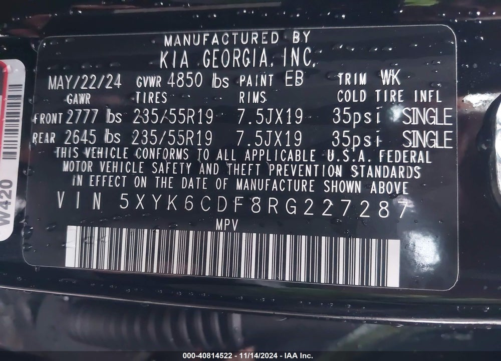 2024 KIA SPORTAGE X LINE VIN: 5XYK6CDF8RG227287