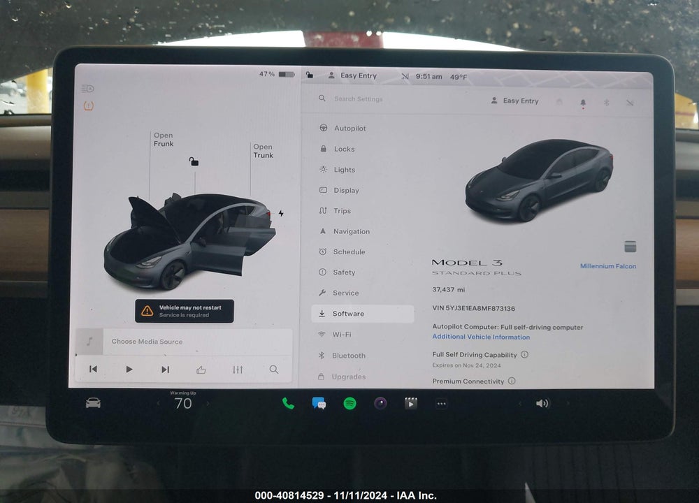 2021 TESLA MODEL 3 STANDARD RANGE PLUS REAR-WHEEL DRIVE VIN: 5YJ3E1EA8MF873136
