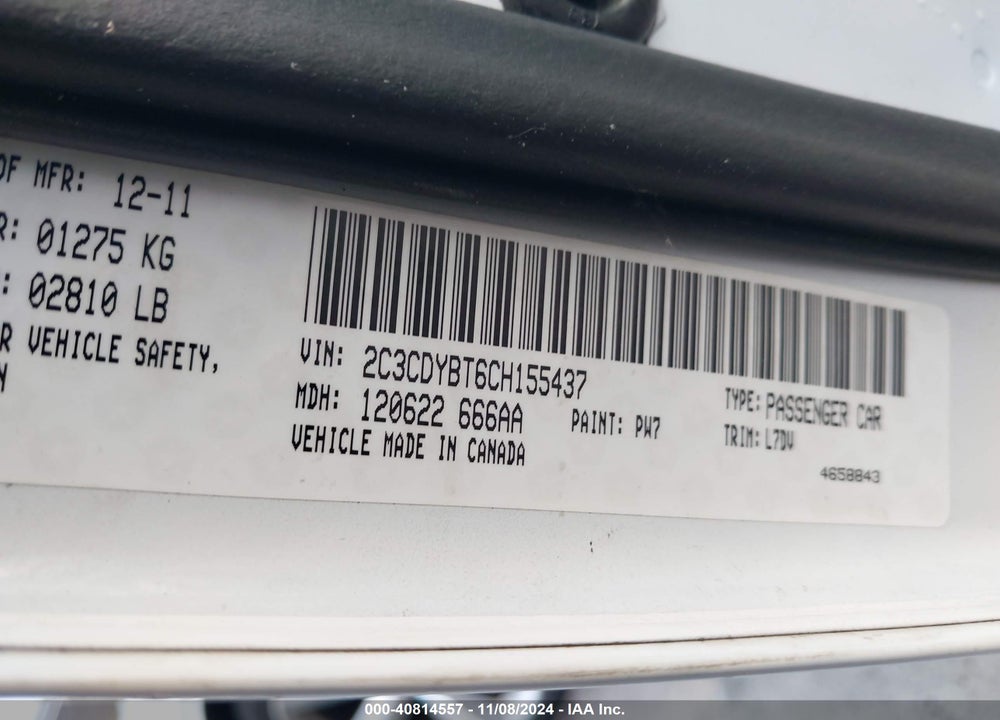 2012 DODGE CHALLENGER R/T VIN: 2C3CDYBT6CH155437