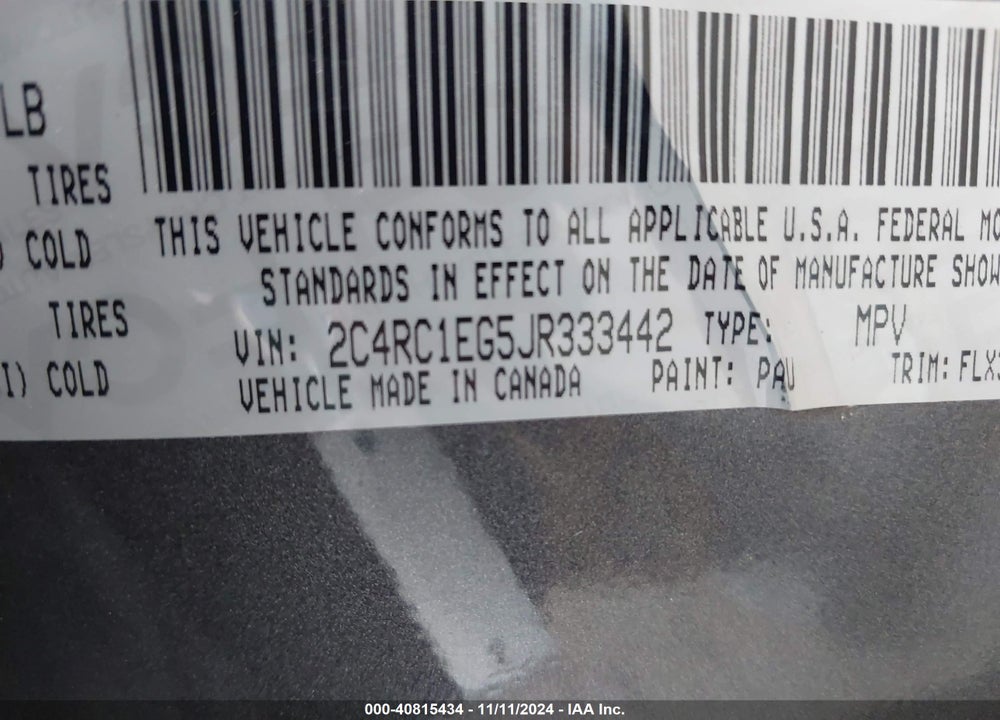 2018 CHRYSLER PACIFICA TOURING L PLUS VIN: 2C4RC1EG5JR333442