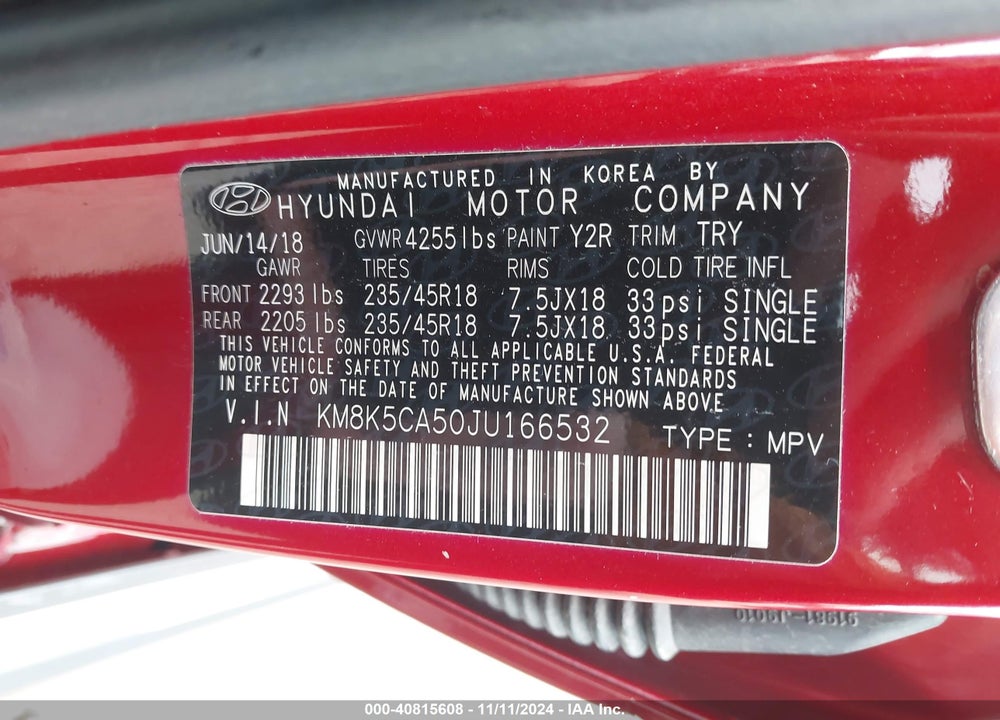 2018 HYUNDAI KONA ULTIMATE VIN: KM8K5CA50JU166532