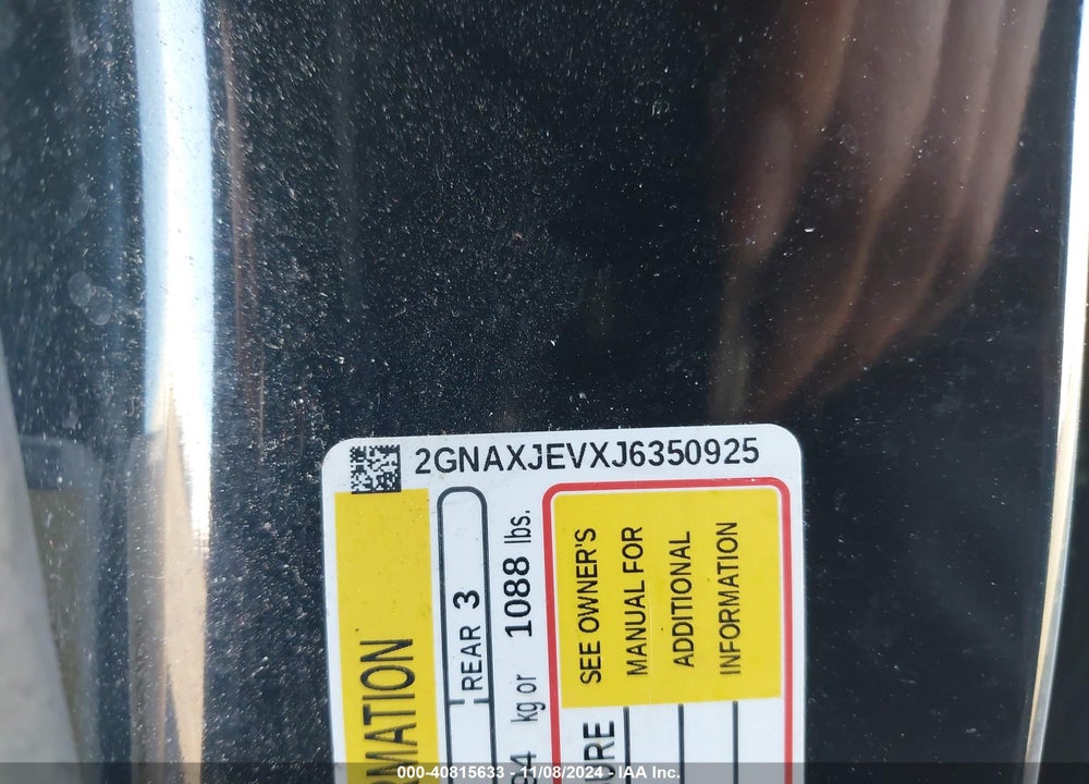 2018 CHEVROLET EQUINOX LT VIN: 2GNAXJEVXJ6350925
