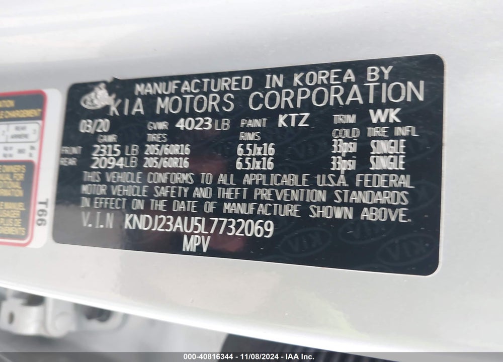2020 KIA SOUL !/+/S VIN: KNDJ23AU5L7732069