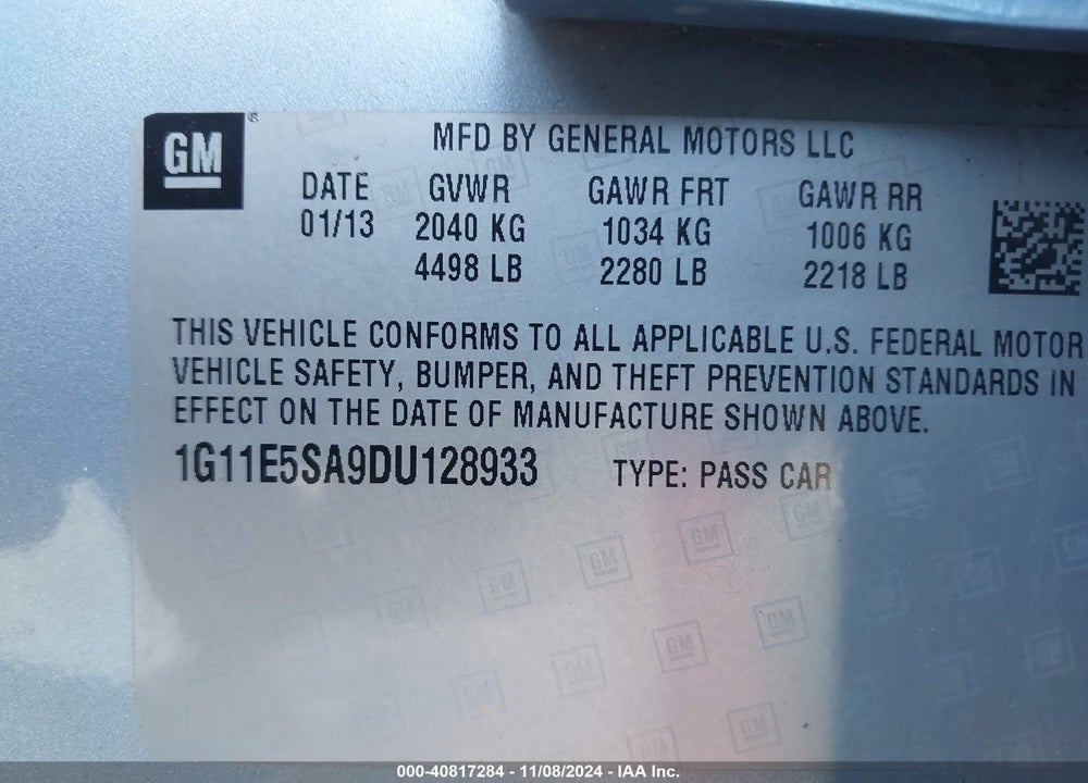 2013 CHEVROLET MALIBU 2LT VIN: 1G11E5SA9DU128933