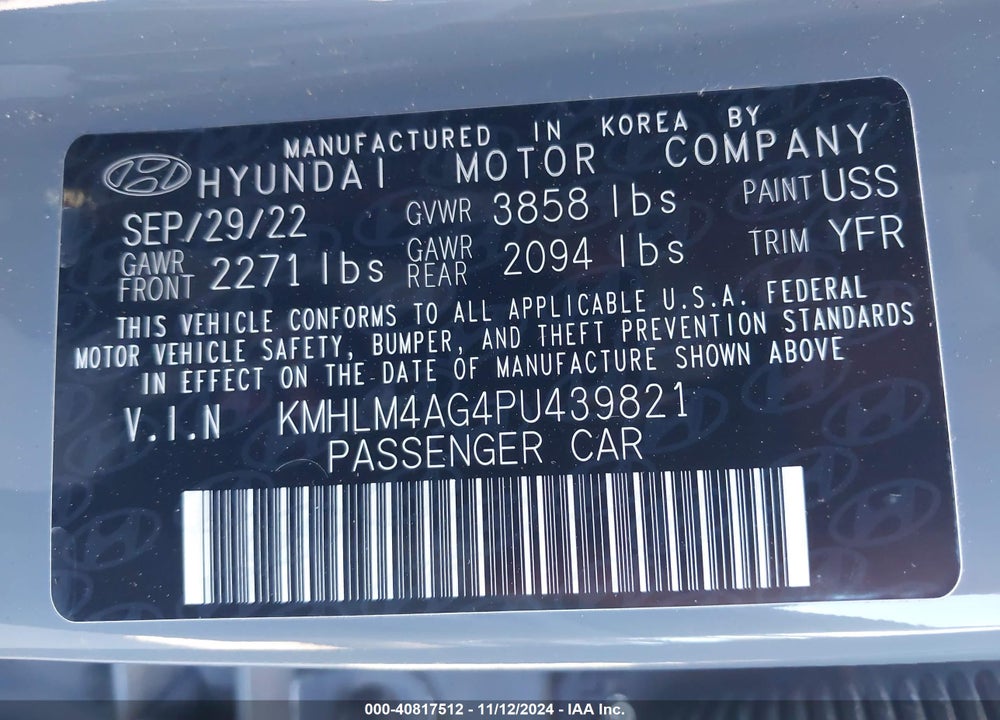 2023 HYUNDAI ELANTRA SEL VIN: KMHLM4AG4PU439821