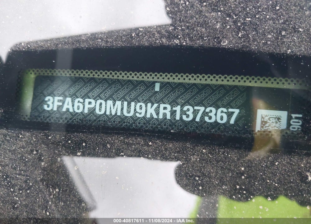 2019 FORD FUSION HYBRID VIN: 3FA6P0MU9KR137367