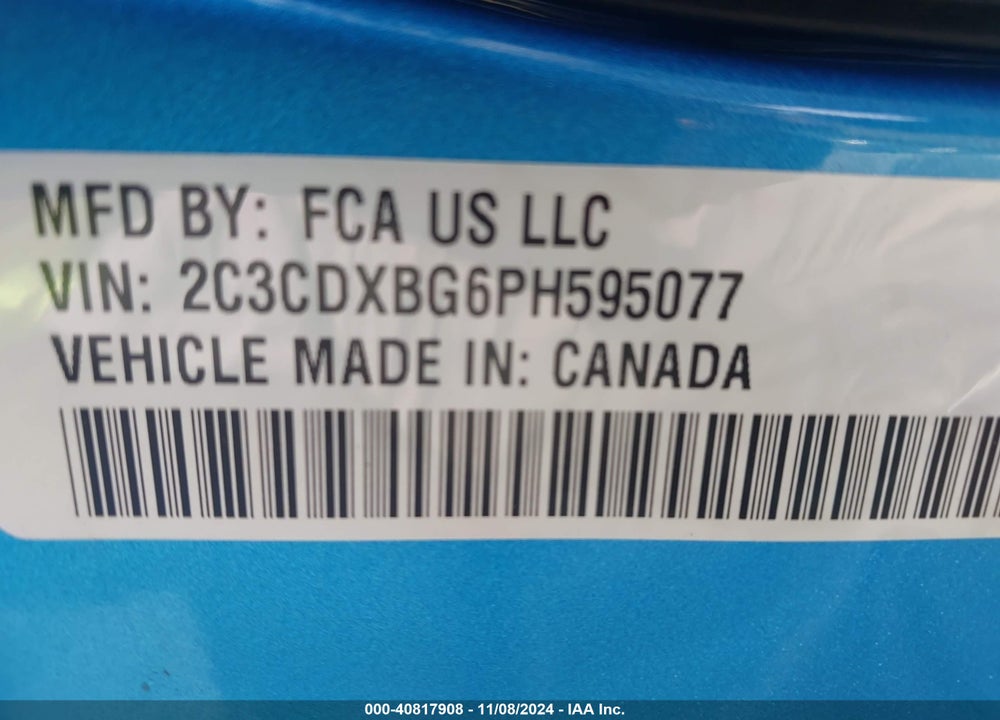 2023 DODGE CHARGER SXT VIN: 2C3CDXBG6PH595077