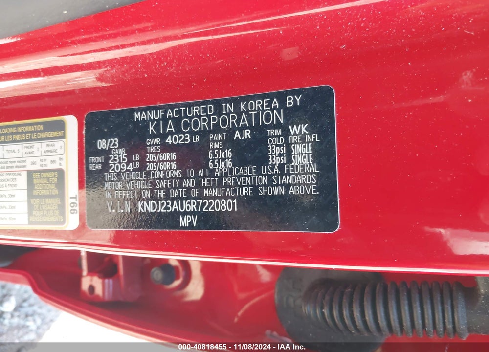 2024 KIA SOUL LX VIN: KNDJ23AU6R7220801