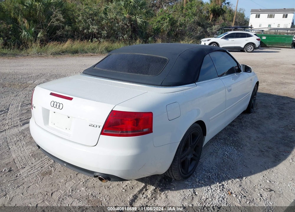 2007 AUDI A4 2.0T VIN: WAUAF48H57K025847