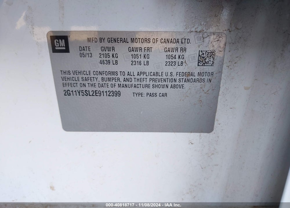 2014 CHEVROLET IMPALA 1LS VIN: 2G11Y5SL2E9112399