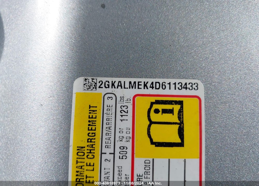 2013 GMC TERRAIN SLE-1 VIN: 2GKALMEK4D6113433