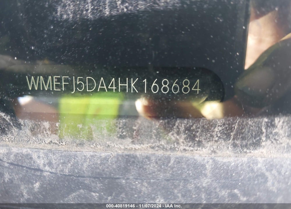 2017 SMART FORTWO VIN: WMEFJ5DA4HK168684