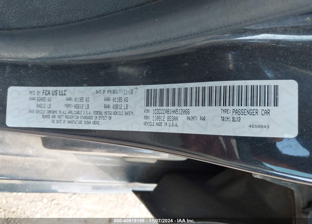 2017 CHRYSLER 200 LIMITED PLATINUM VIN: 1C3CCCAB1HN512066