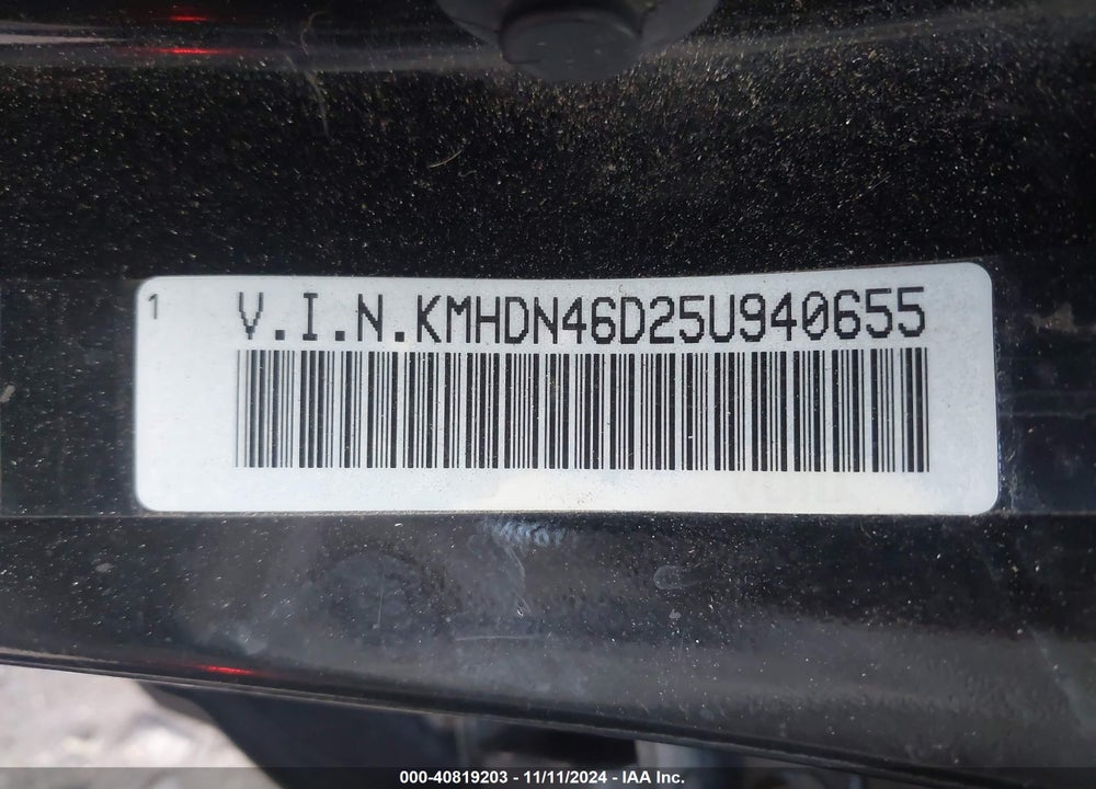 2005 HYUNDAI ELANTRA GLS/GT VIN: KMHDN46D25U940655
