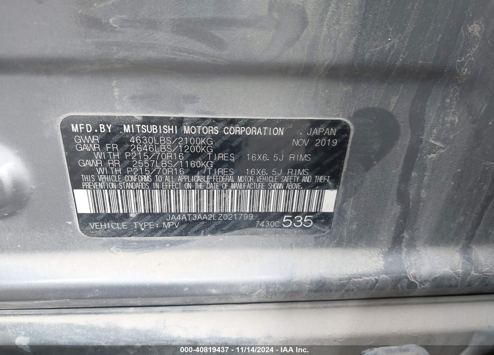 2020 MITSUBISHI ECLIPSE CROSS ES 1.5T AWC VIN: JA4AT3AA2LZ021799