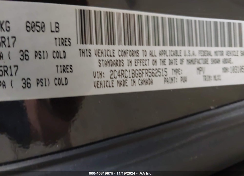 2015 CHRYSLER TOWN & COUNTRY TOURING VIN: 2C4RC1BG6FR562515