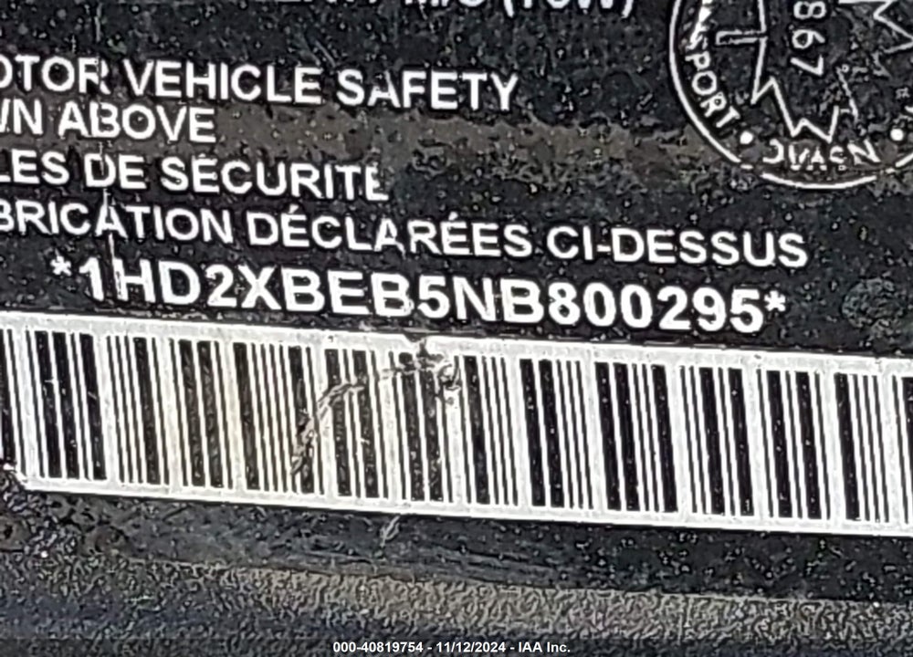 2022 LIVEWIRE LW1 VIN: 1HD2XBEB5NB800295