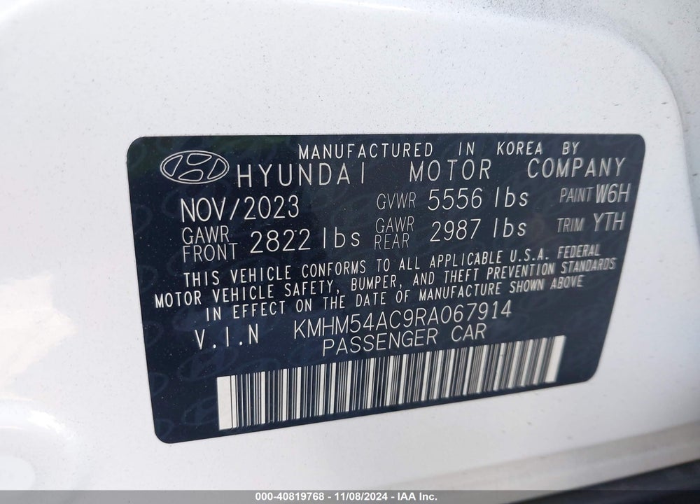 2024 HYUNDAI IONIQ 6 LIMITED VIN: KMHM54AC9RA067914