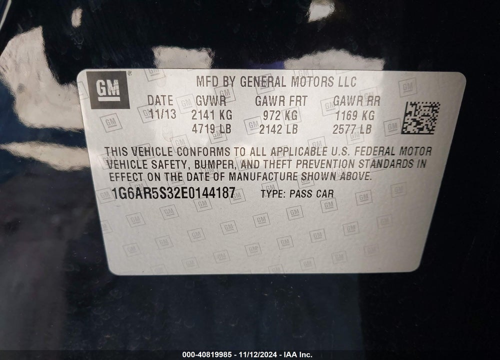 2014 CADILLAC CTS LUXURY VIN: 1G6AR5S32E0144187