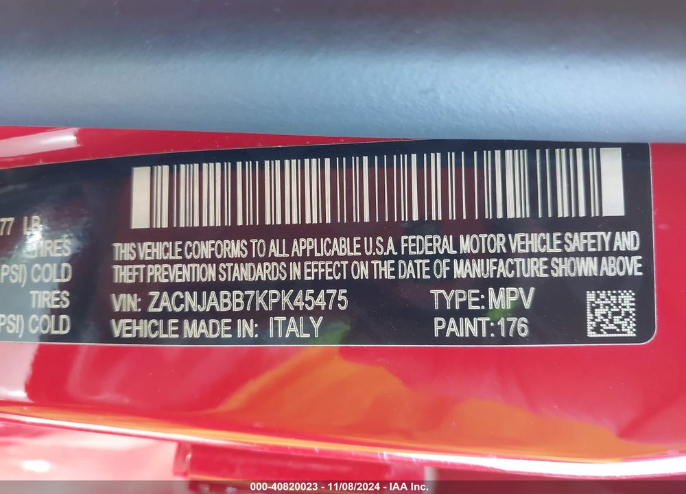 2019 JEEP RENEGADE LATITUDE FWD VIN: ZACNJABB7KPK45475