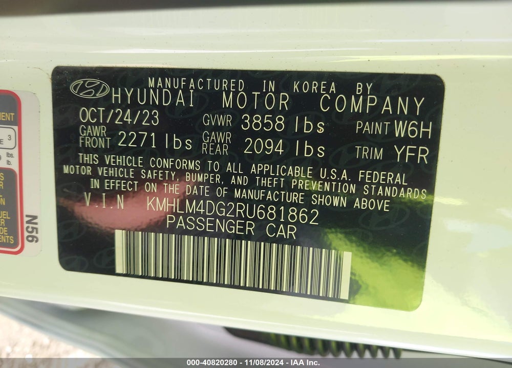 2024 HYUNDAI ELANTRA SEL VIN: KMHLM4DG2RU681862