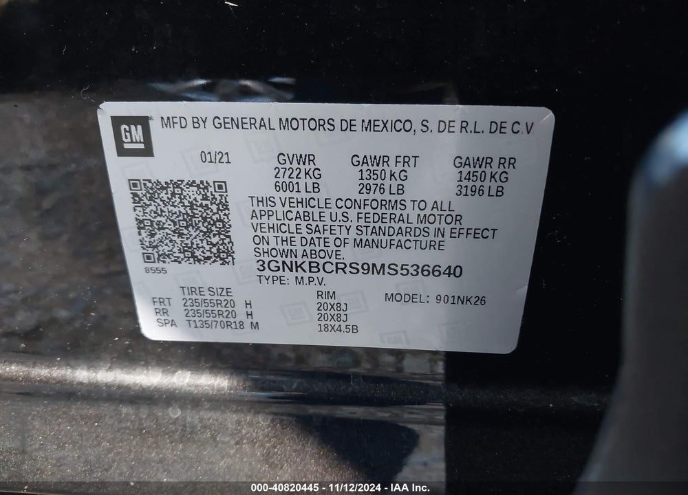 2021 CHEVROLET BLAZER FWD 2LT VIN: 3GNKBCRS9MS536640