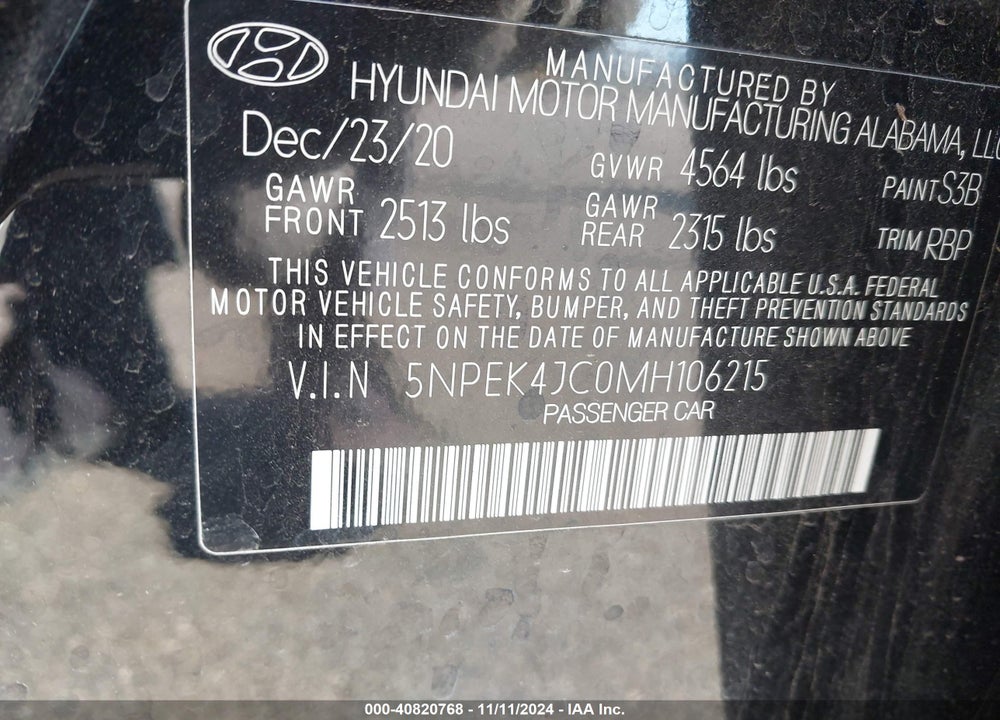 2021 HYUNDAI SONATA N LINE VIN: 5NPEK4JC0MH106215