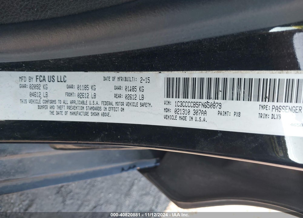 2015 CHRYSLER 200 C VIN: 1C3CCCCB5FN650879