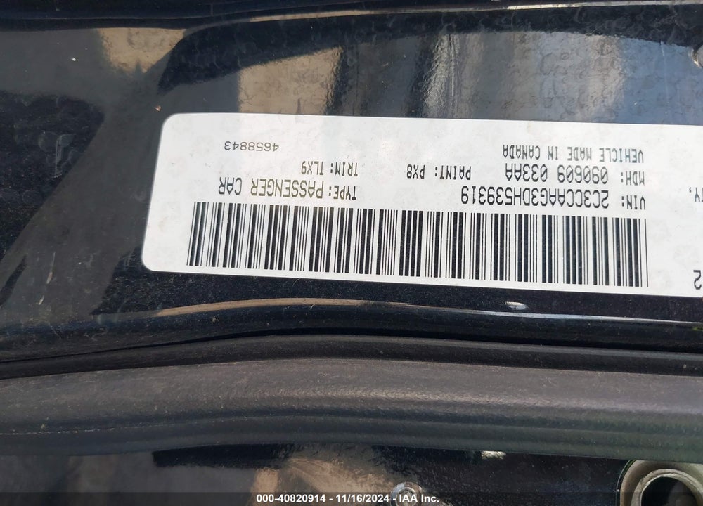 2013 CHRYSLER 300 MOTOWN VIN: 2C3CCAAG3DH539319