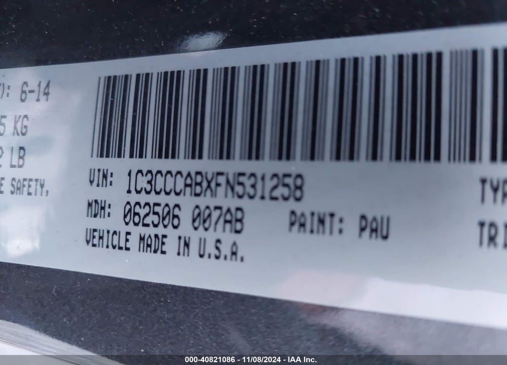2015 CHRYSLER 200 LIMITED VIN: 1C3CCCABXFN531258