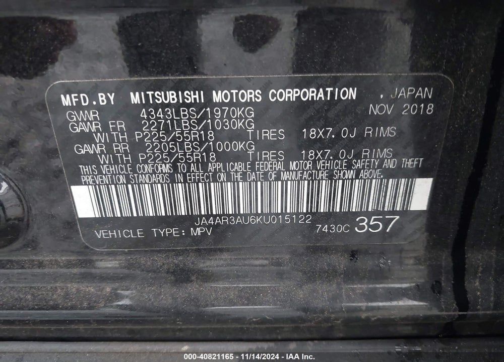 2019 MITSUBISHI OUTLANDER SPORT 2.0 LE VIN: JA4AR3AU6KU015122