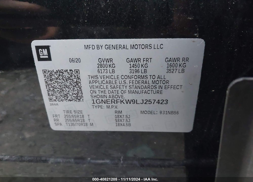 2020 CHEVROLET TRAVERSE FWD LS VIN: 1GNERFKW9LJ257423