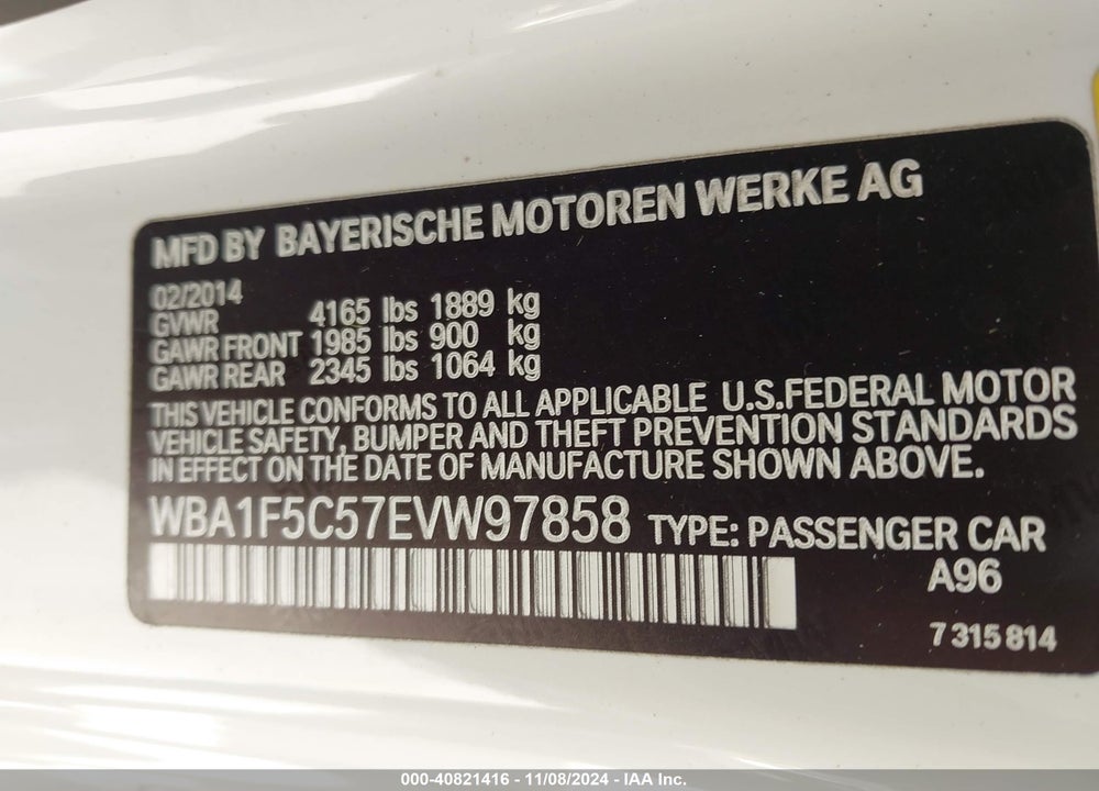 2014 BMW 228I VIN: WBA1F5C57EVW97858