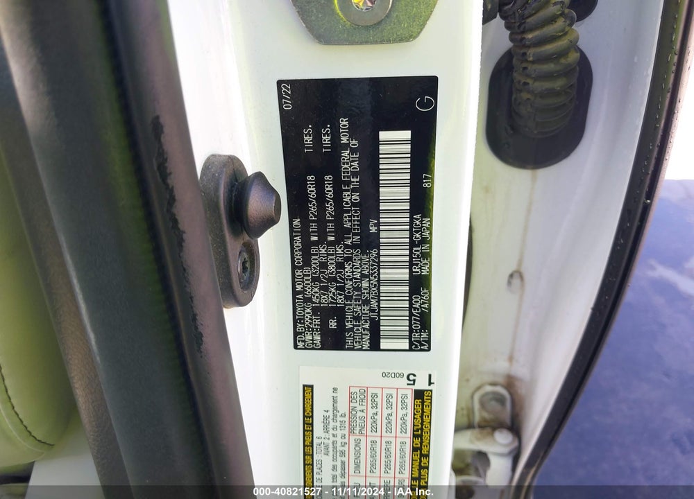 2022 LEXUS GX 460 PREMIUM VIN: JTJAM7BX5N5337296