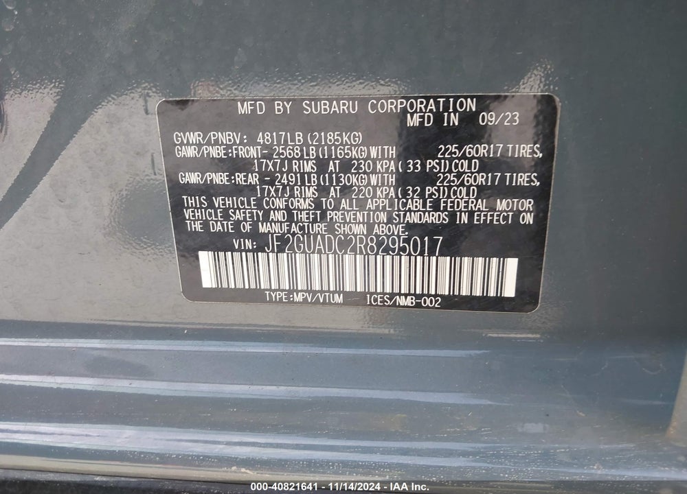 2024 SUBARU CROSSTREK PREMIUM VIN: JF2GUADC2R8295017