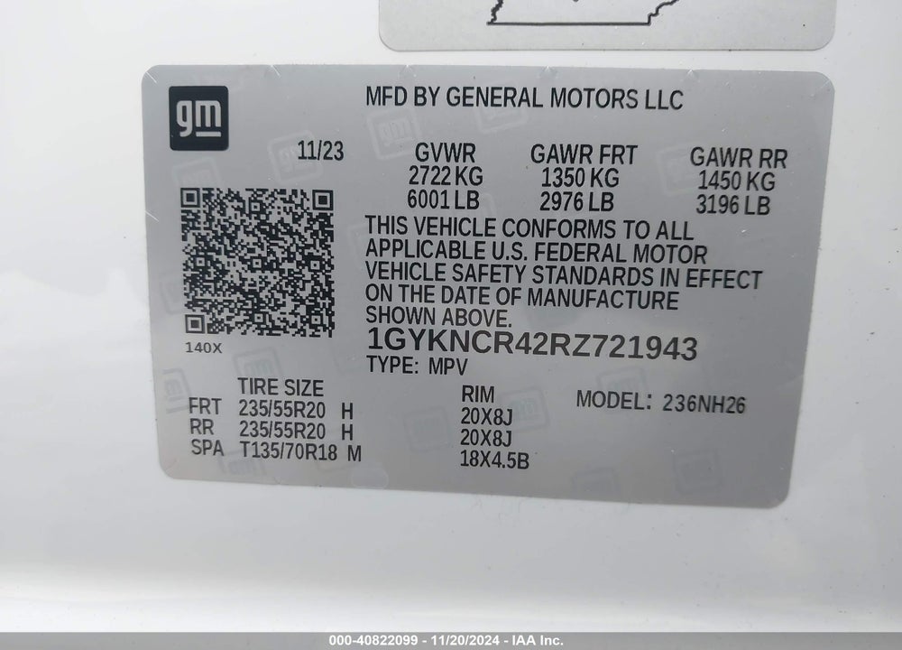 2024 CADILLAC XT5 FWD PREMIUM LUXURY VIN: 1GYKNCR42RZ721943