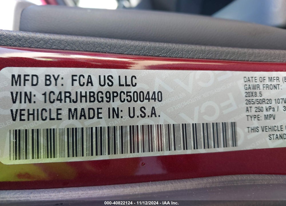 2023 GRAND JEEP  CHEROKEE LIMITED 4X4 VIN: 1C4RJHBG9PC500440