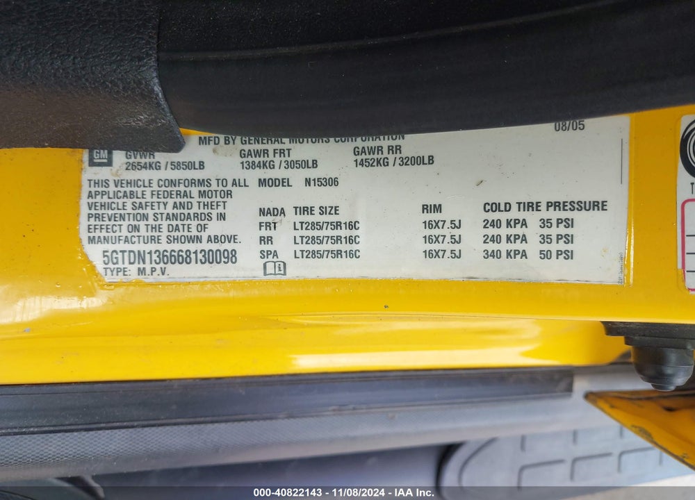 2006 HUMMER H3 SUV VIN: 5GTDN136668130098