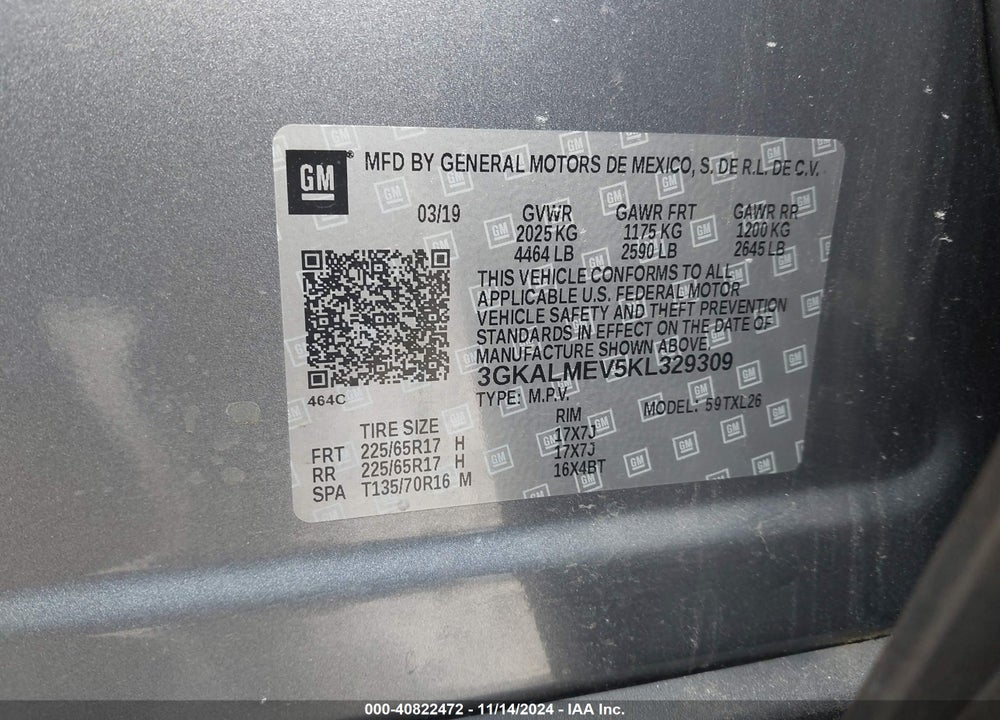 2019 GMC TERRAIN VIN: 3GKALMEV5KL329309