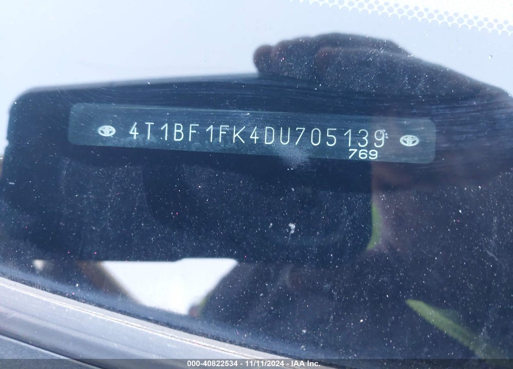 2013 TOYOTA CAMRY SE VIN: 4T1BF1FK4DU705139