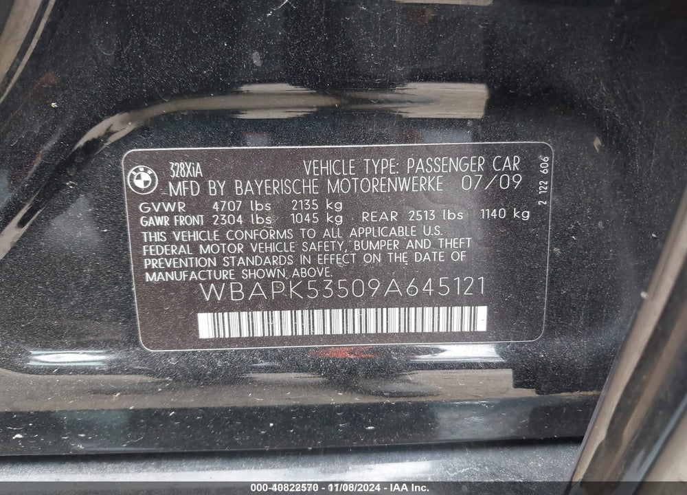 2009 BMW 328I XDRIVE VIN: WBAPK53509A645121