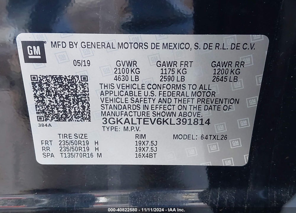 2019 GMC TERRAIN SLE VIN: 3GKALTEV6KL391814
