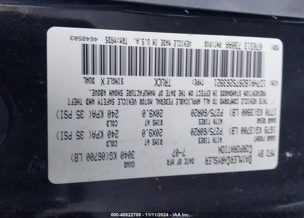 2007 DODGE RAM 1500 SLT VIN: 1D7HA18287S263921