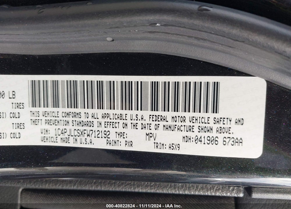 2015 JEEP CHEROKEE LATITUDE VIN: 1C4PJLCSXFW712192