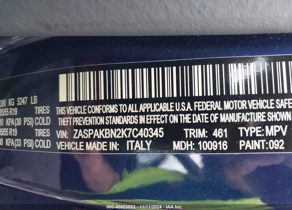 2019 ALFA ROMEO STELVIO TI AWD VIN: ZASPAKBN2K7C40345