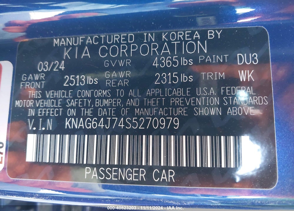 2025 KIA K5 GT LINE VIN: KNAG64J74S5270979