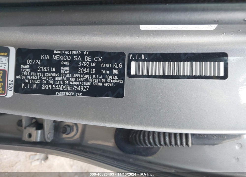 2024 KIA FORTE GT LINE VIN: 3KPF54AD9RE754927