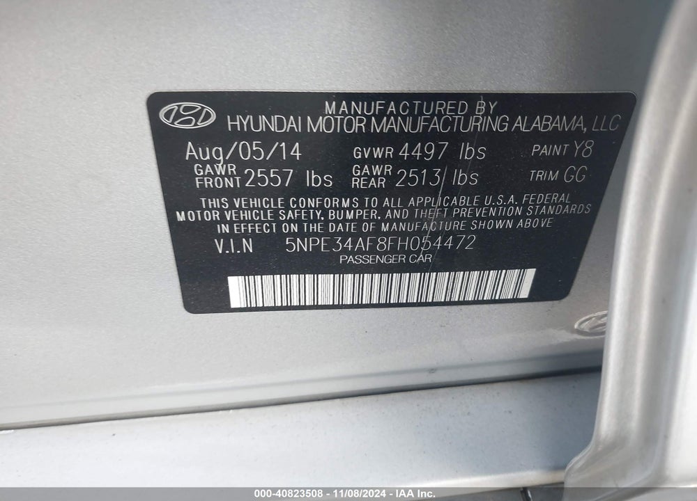 2015 HYUNDAI SONATA LIMITED VIN: 5NPE34AF8FH054472